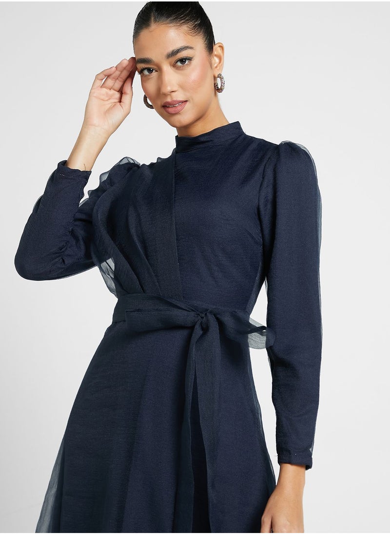 Khizana Puff Sleeve Belted Dress  - Image 3
