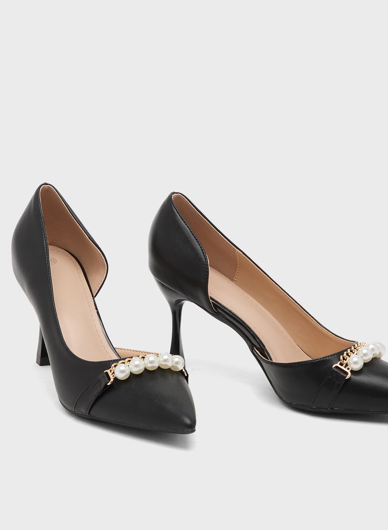 خزانة حذاء بكعب عالٍ مزين باللؤلؤ - Image 4