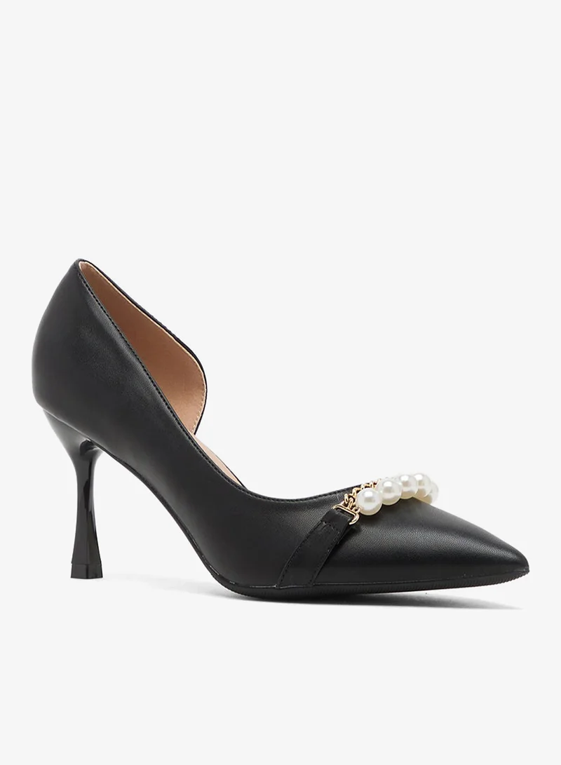 Khizana Black High Heeled Pump With Pearls for Women | Best Price UAE