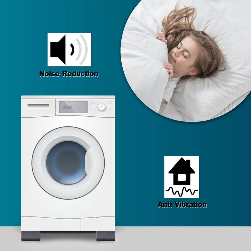 Sakolla Anti Vibration Pads for Washing Machine - Washer and Dryer Pedestals High Hard Wearing Square Rubber Foot Pads, Noise Cancelling and Shock Support Protects Pedestals (4 Pcs) - Image 4