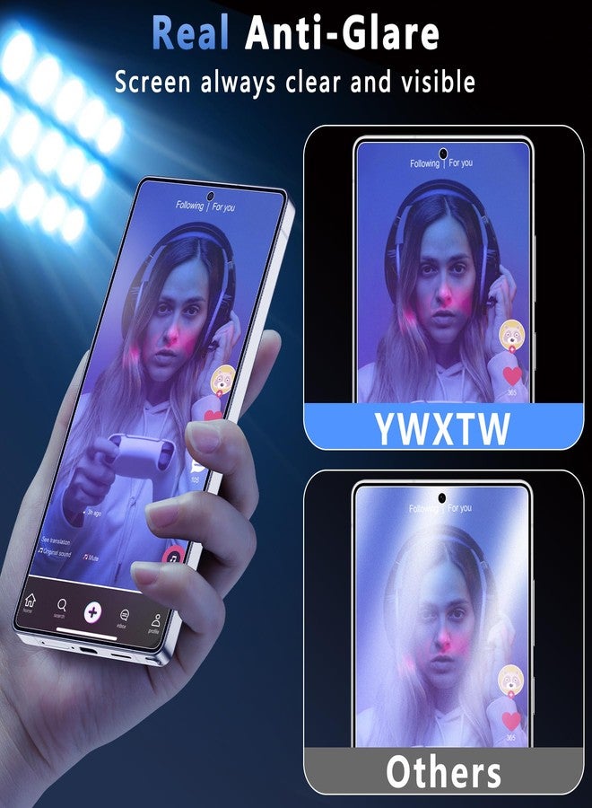 YWXTW عبوة 2 واقي شاشة غير لامع لجهاز سامسونج جالاكسي S25 ألترا + مجموعة واحدة من واقي عدسة الكاميرا، [ناعم كحرير] [فتح بالبصمة] زجاج مقسى مضاد للتوهج ومضاد لبصمات الأصابع، خالي من الفقاعات - Image 3