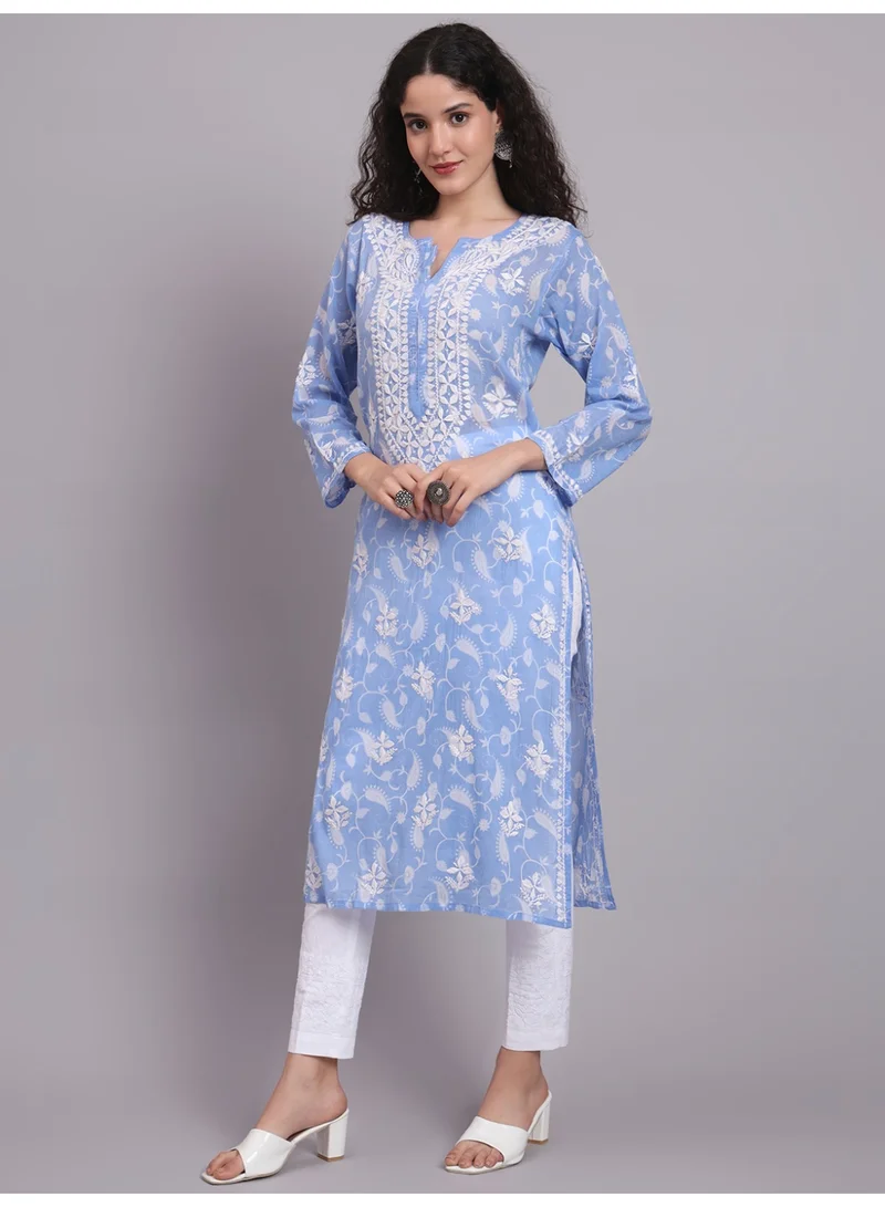 Alaya Hand Embroidered Chikankari Mulmul Cotton Kurta-AL4072