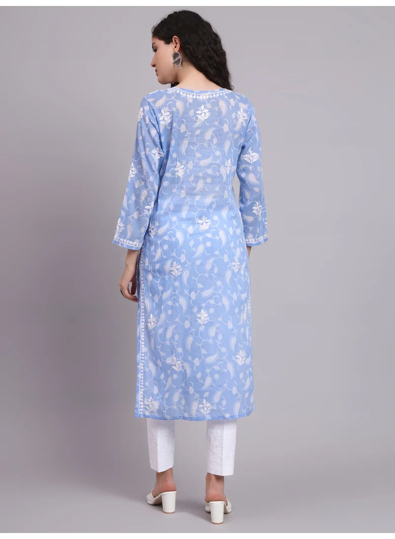 Alaya Hand Embroidered Chikankari Mulmul Cotton Kurta-AL4072