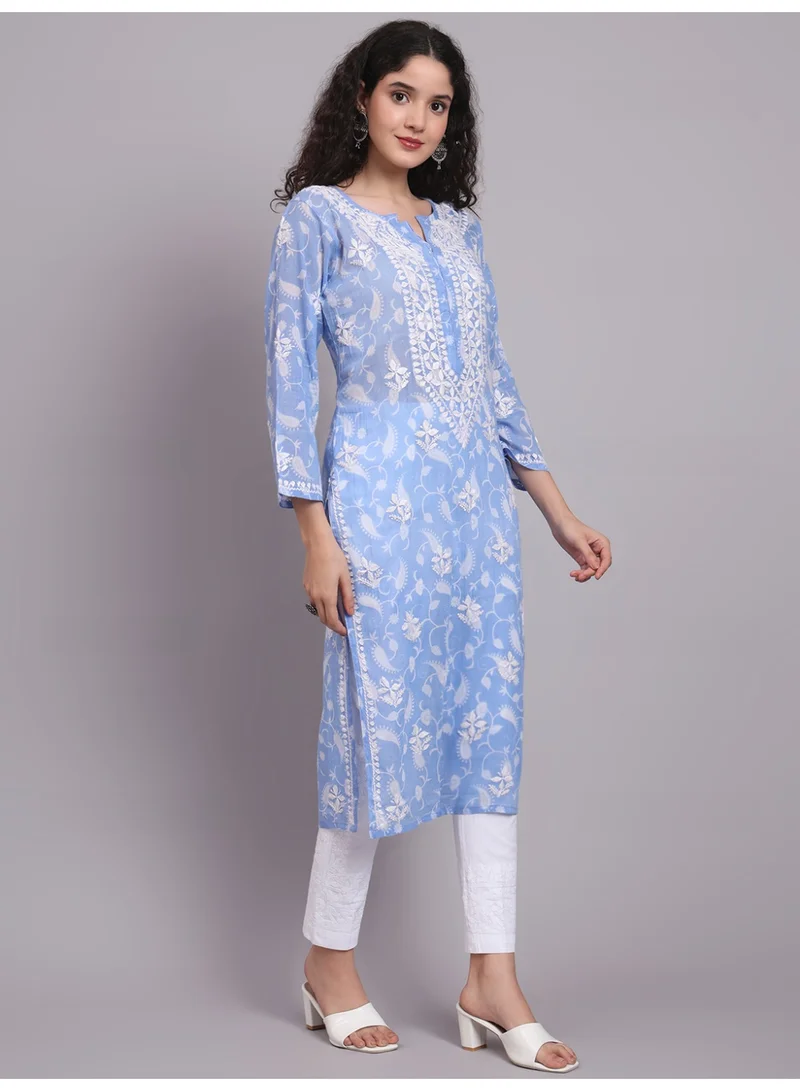 Alaya Hand Embroidered Chikankari Mulmul Cotton Kurta-AL4072