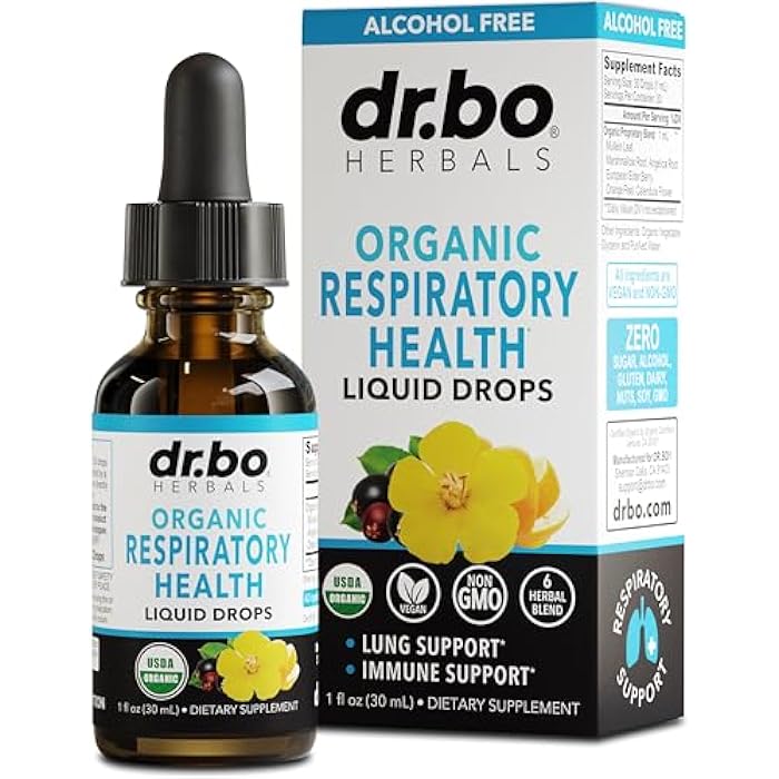 dr.bo Lung Detox Respiratory Health Drops - Organic Respiratory Supplements Herbal Lung Cleanse, Mullein Drops for Lungs Bronchial Support, Mucus Clear with Mullein Leaf Extract, Elderberry Supplement 1 oz - Image 1