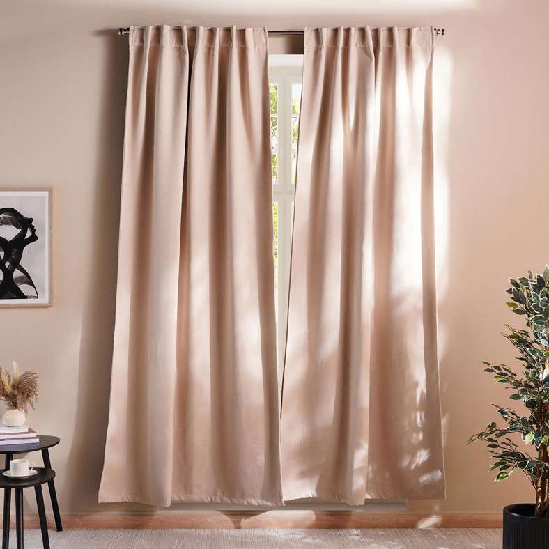 Pan Home Armada Chennile 2 Piece Blackout Curtain Set 130x240cm - Beige