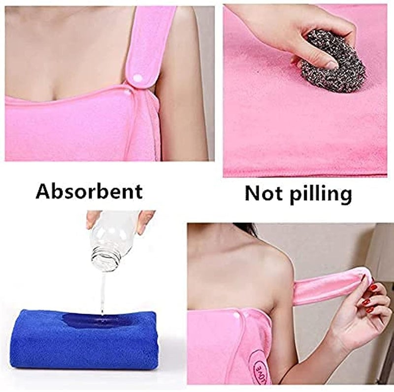 ShopiMoz ShopiMoz Women's Polycotton Bath Robe Bath Soft Convenient Wearable SPA Shower Fast Dry Beach Dress, Bath Skirt Wearable Drying Dress Magic Towel (Blue Color) - Image 3