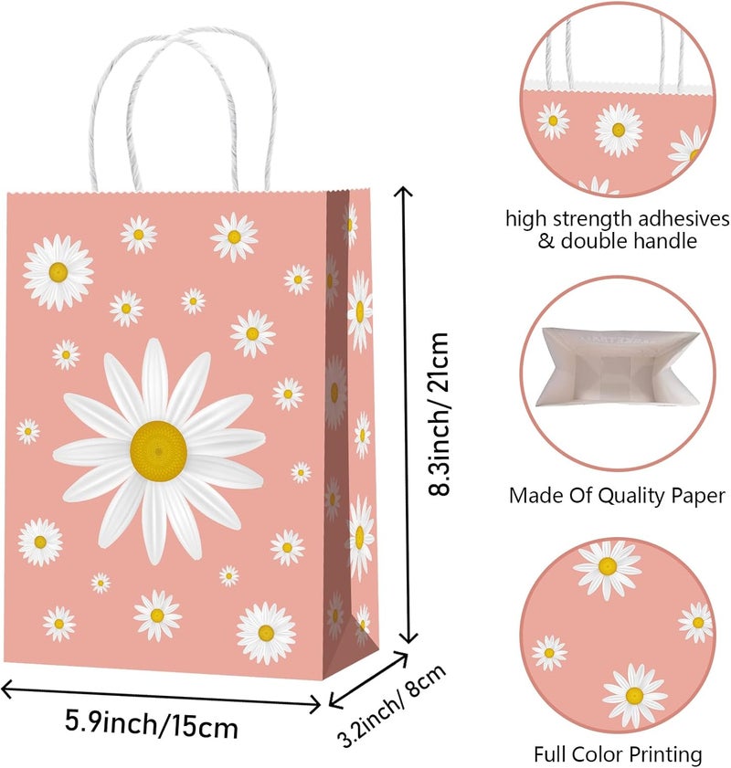 BQK 16Pcs Daisy Gift Bags with Handle Daisy Birthday Party Decorations Daisy Goodie Bags Daisy Party Decorations Daisy Party Favors - Image 4