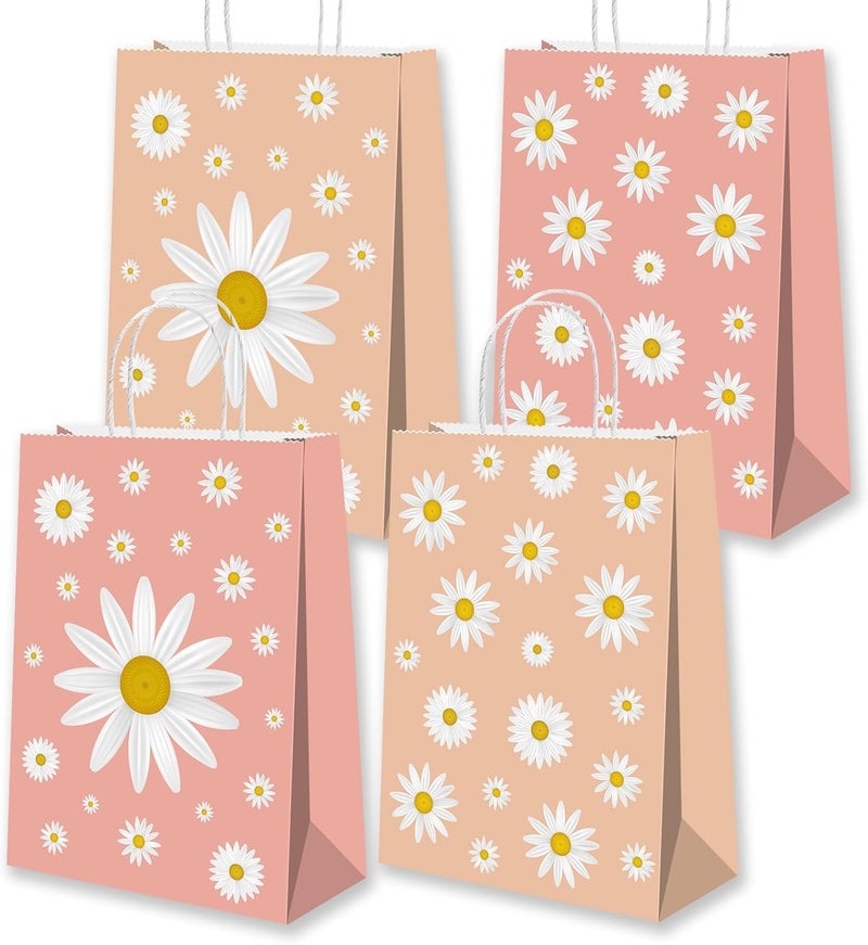 BQK 16Pcs Daisy Gift Bags with Handle Daisy Birthday Party Decorations Daisy Goodie Bags Daisy Party Decorations Daisy Party Favors - Image 1
