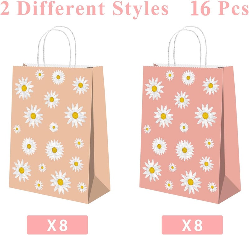 BQK 16Pcs Daisy Gift Bags with Handle Daisy Birthday Party Decorations Daisy Goodie Bags Daisy Party Decorations Daisy Party Favors - Image 5