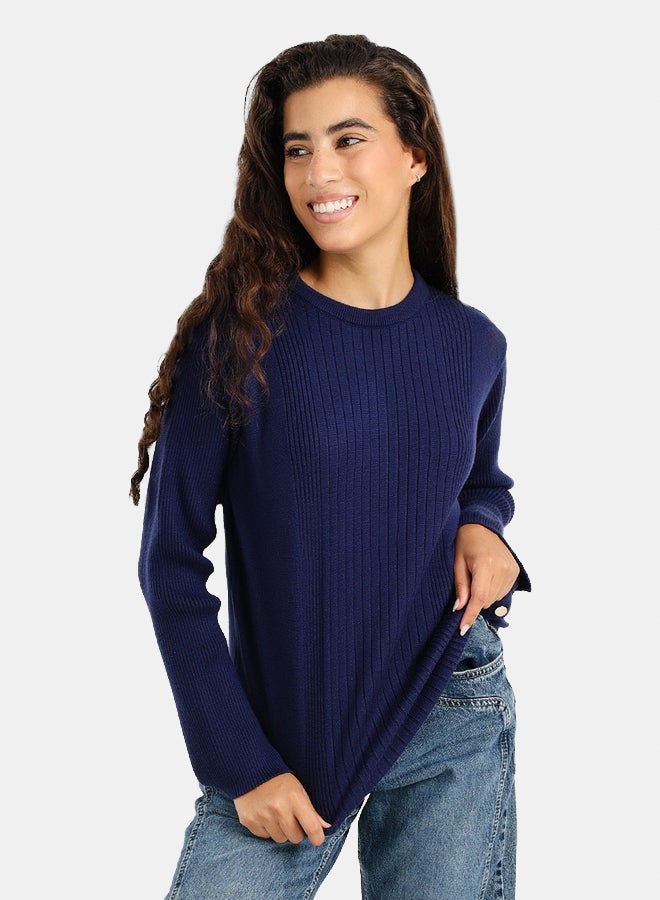 Clue Ribbed Pullover with Side Buttons - Image 1