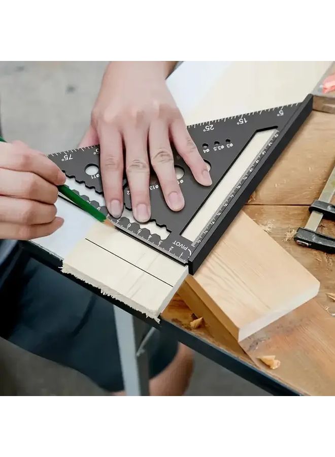 Blue Hole Style 7 Inch Heavy Duty Aluminum Alloy Combination Square Angle Ruler Protractor - Image 4