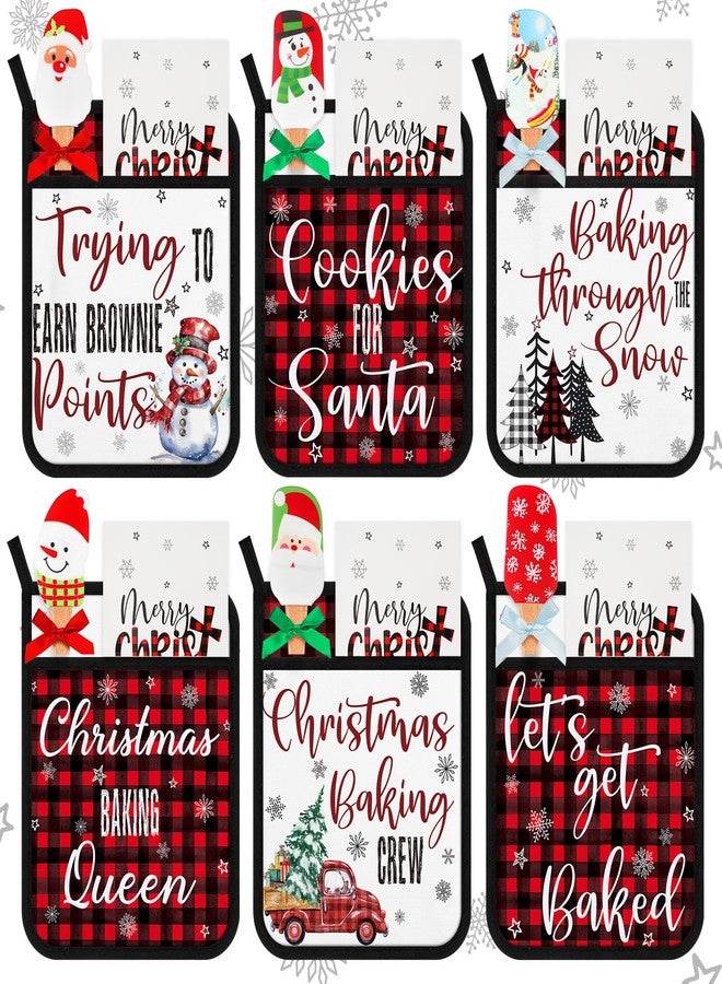 Layhit 18 Pcs Pot Holders with Silicone Spatulas Funny Baking Theme Pot Holders Gift Resistant Oven Mitts Cooking Pocket Potholders(Snowman) - Image 1