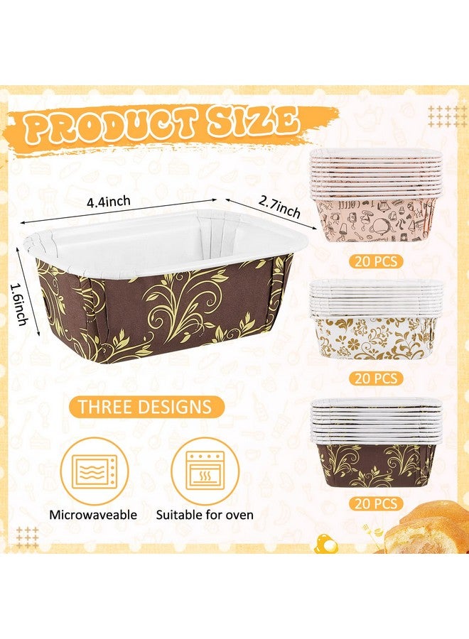 Tessco 60 Pcs Loaf Pan Liners Paper Loaf Pans Disposable Paper Baking Loft Pans Paper Baking Pans Rectangle Paper Baking Loft Mold for Bread Cake, Microwave Oven Freezer Safe(4.4 x 2.7 x 1.6 Inch) - Image 3