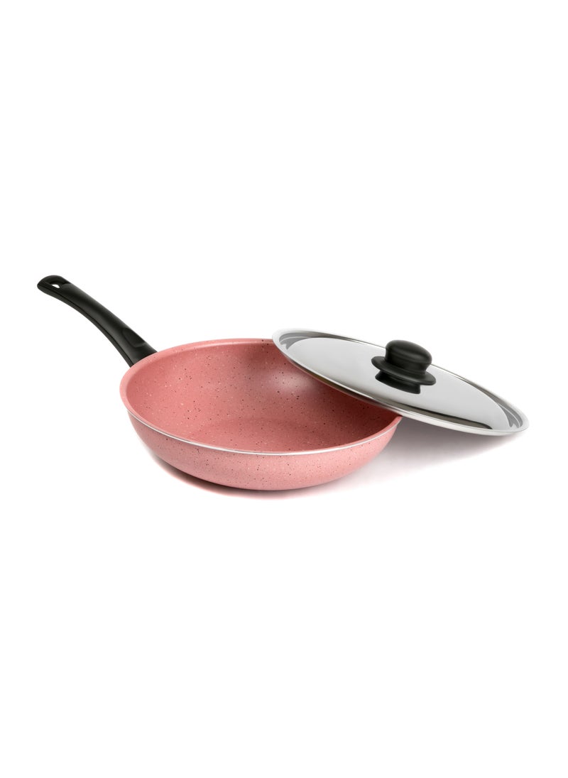 LAZORD - Granite Deep Frying Pan With Lid 28 Cm Cashmere - Image 1