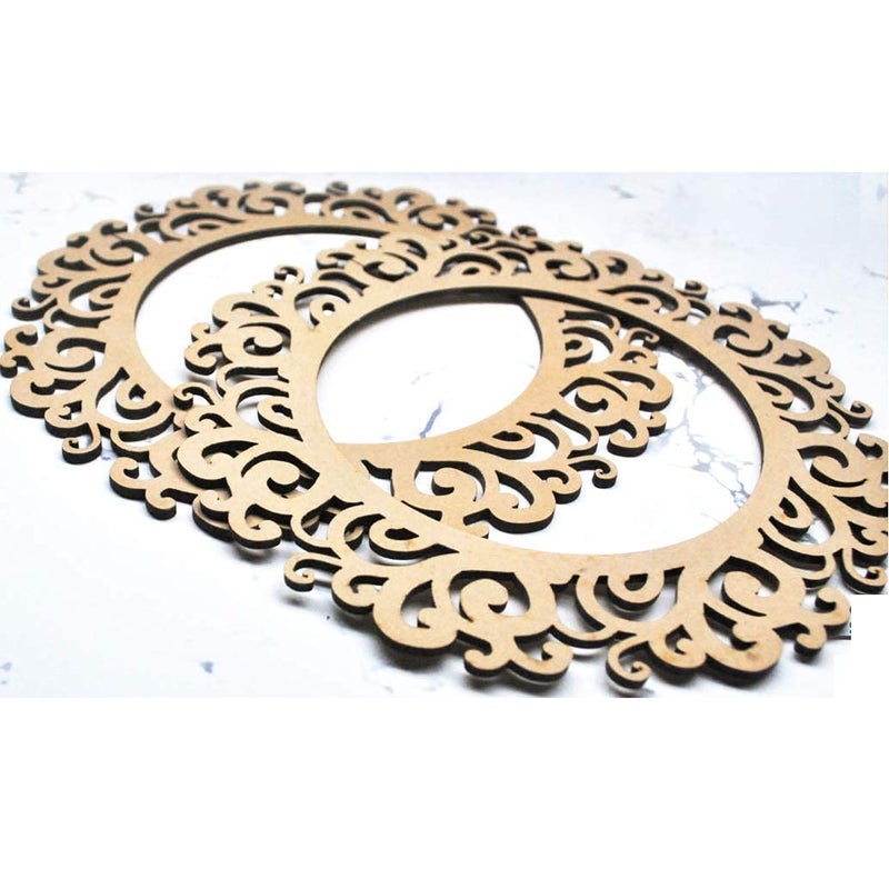 ROOT KRAFT 3mm 2pc Unfinished Round Wood MDF Cutout for Mirror, Photo Frame, Craft DIY Projects, Art Class, Home Decoration, Embellishment - Image 2