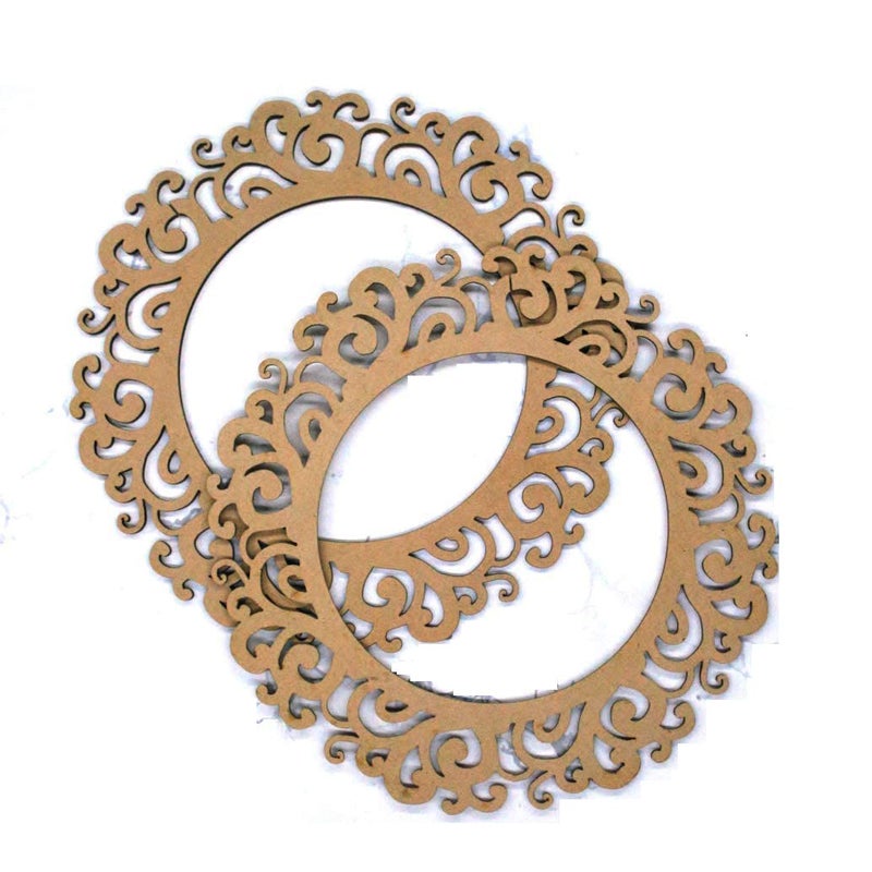 ROOT KRAFT 3mm 2pc Unfinished Round Wood MDF Cutout for Mirror, Photo Frame, Craft DIY Projects, Art Class, Home Decoration, Embellishment - Image 1