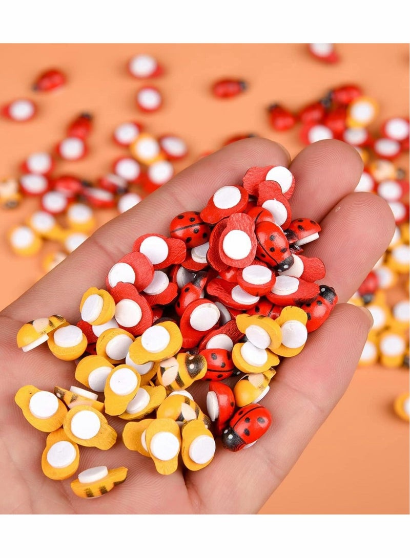 Captaintech Mini Self Adhesive Wooden Ladybug and Bees Stickers - Image 3