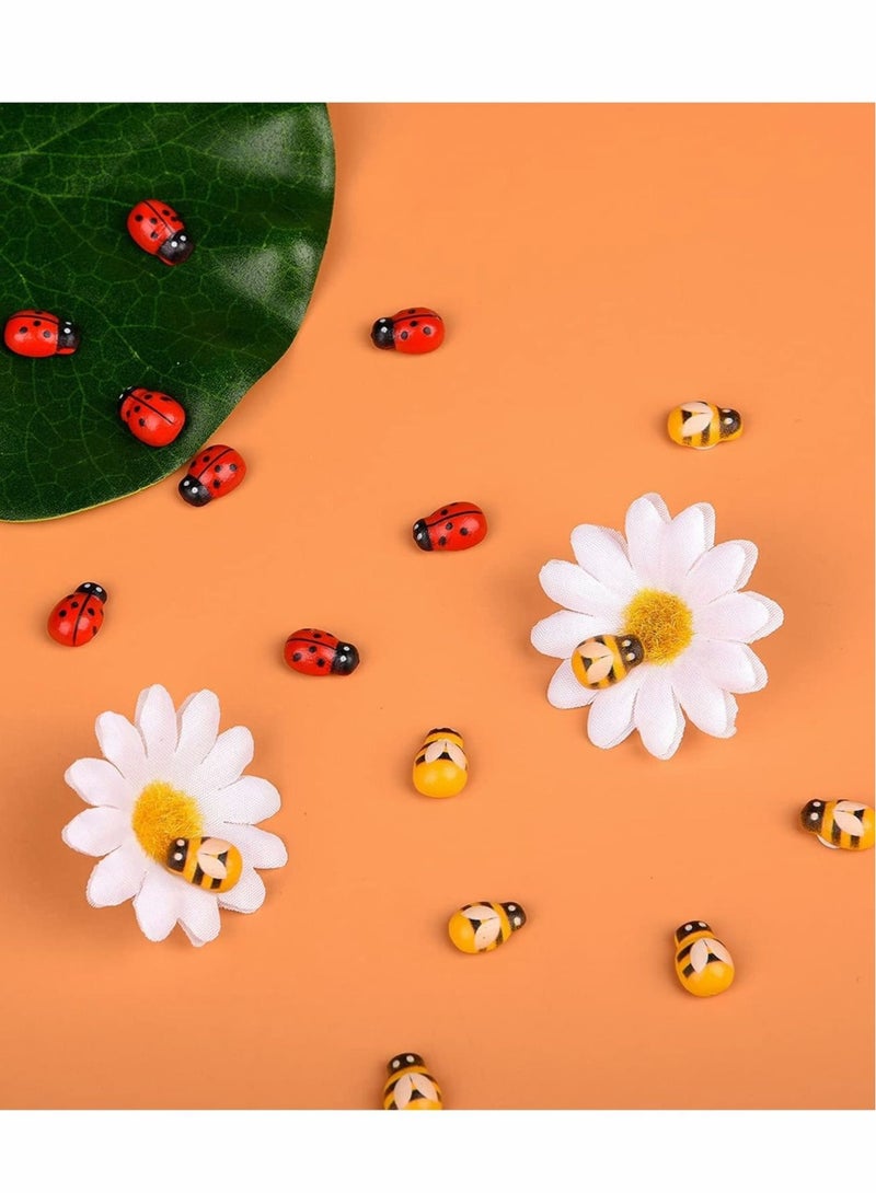 Captaintech Mini Self Adhesive Wooden Ladybug and Bees Stickers - Image 5