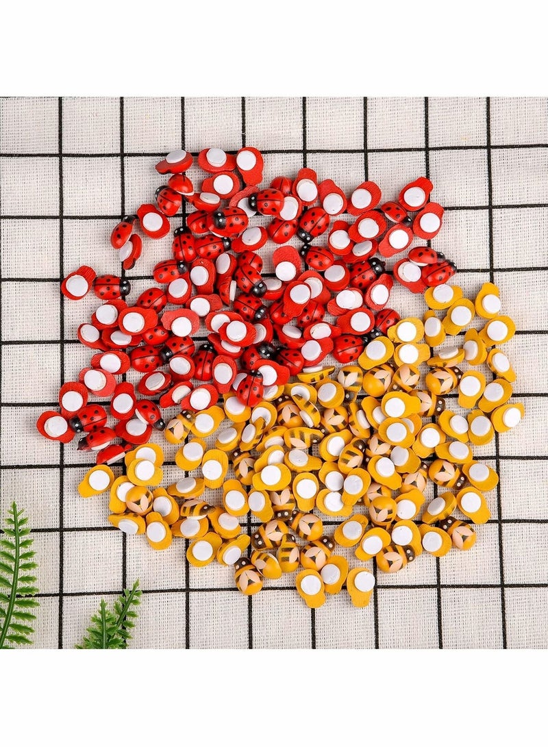 Captaintech Mini Self Adhesive Wooden Ladybug and Bees Stickers - Image 2