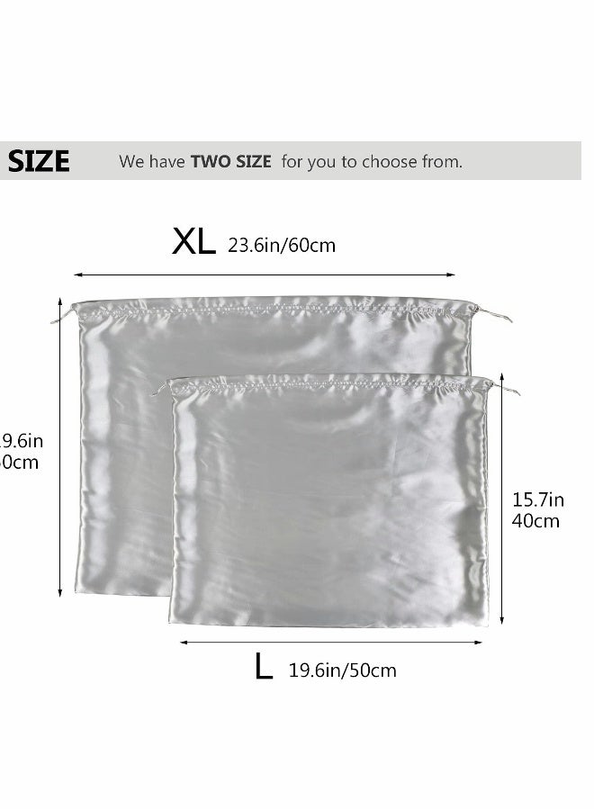 Dust Cover Storage Bags, 2 Pcs Silk Dustproof Drawstring Bag Travel Pouch, Bags for Handbags Purses Pocketbooks Shoes Boots, Sliver(60 x 50cm)  - Image 5