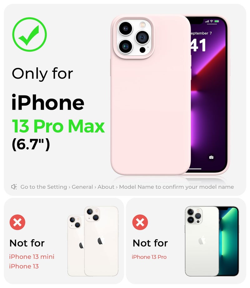 AOTESIER Magnetic for iPhone 13 Pro Max Case, [Compatible with MagSafe] [Military Shockproof Protection] Silicone Phone Case with Soft Anti-Scratch Microfiber Lining, 6.7 inch, Chalk Pink - Image 5
