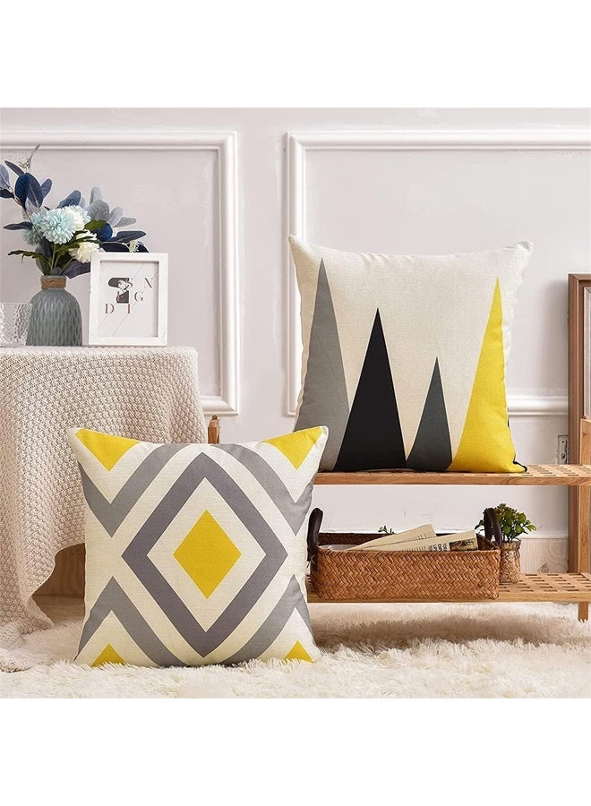 DUNISO 4Pcs Throw Pillow Covers, Decorative Geometric Yellow Grey， Modern Pattern Cotton Polyester Square Pillow Cushion Case for Sofa Bed Home Decor，18 x 18 Inches - Image 5