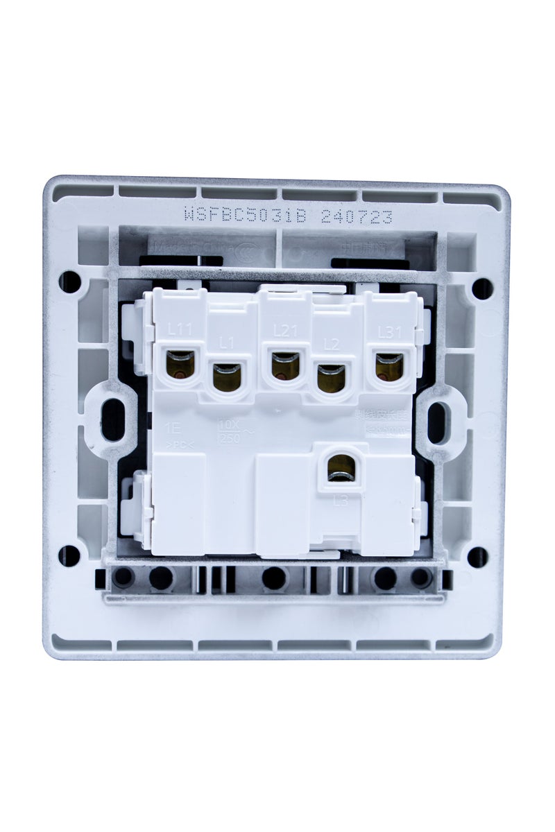 Duravel Modern Triple Light Switch Wall Panel, Black Matte Finish, 250V Electric Socket - Image 4