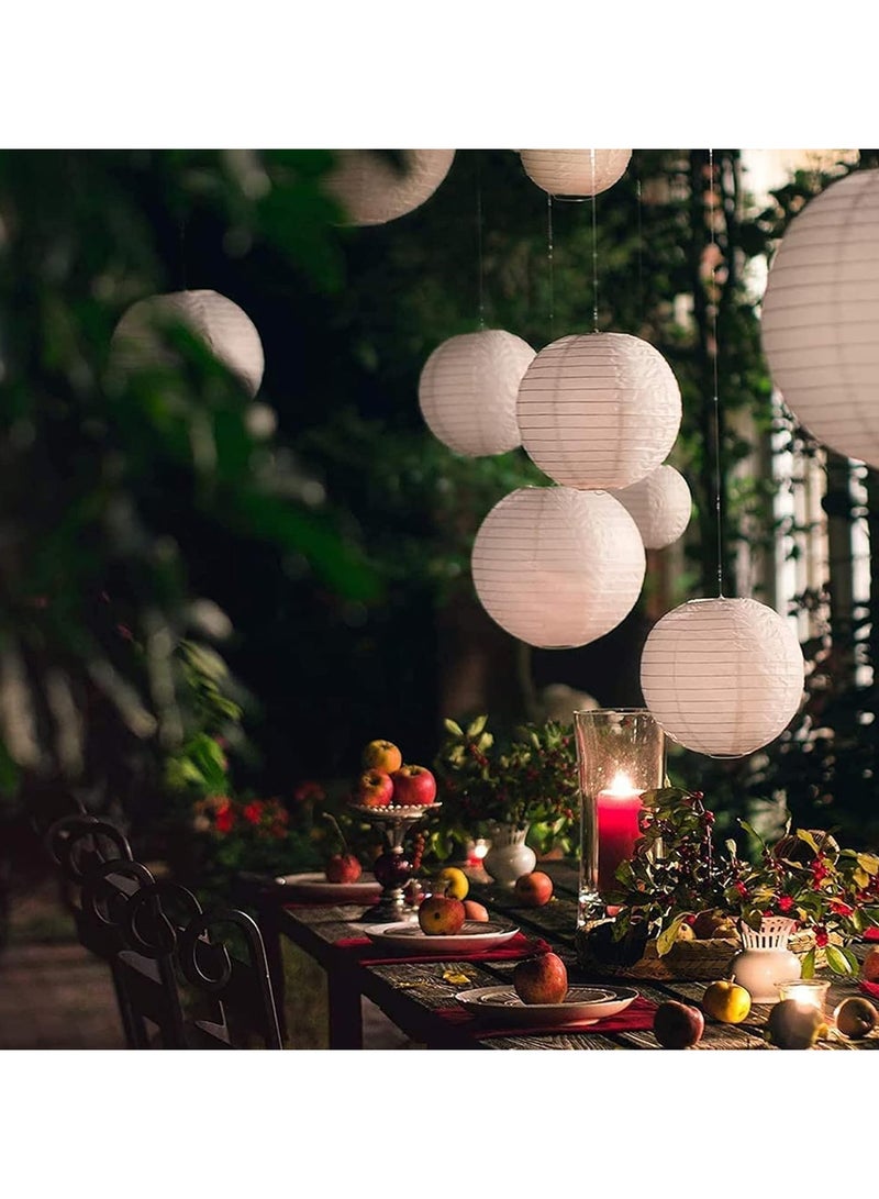 Paper Lanterns, Chinese, Japanese Paper Lanterns, 10Pcs White Decorative Hanging Round Paper Lanterns Lamp for Birthday, Wedding, , Bridal Shower, Home Decor, Party(Size of 4”, 6”, 8”, 10”)