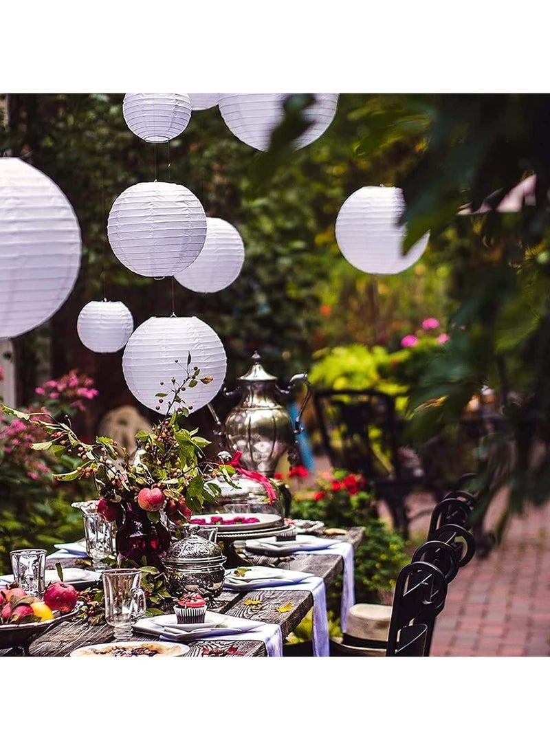 Paper Lanterns, Chinese, Japanese Paper Lanterns, 10Pcs White Decorative Hanging Round Paper Lanterns Lamp for Birthday, Wedding, , Bridal Shower, Home Decor, Party(Size of 4”, 6”, 8”, 10”)