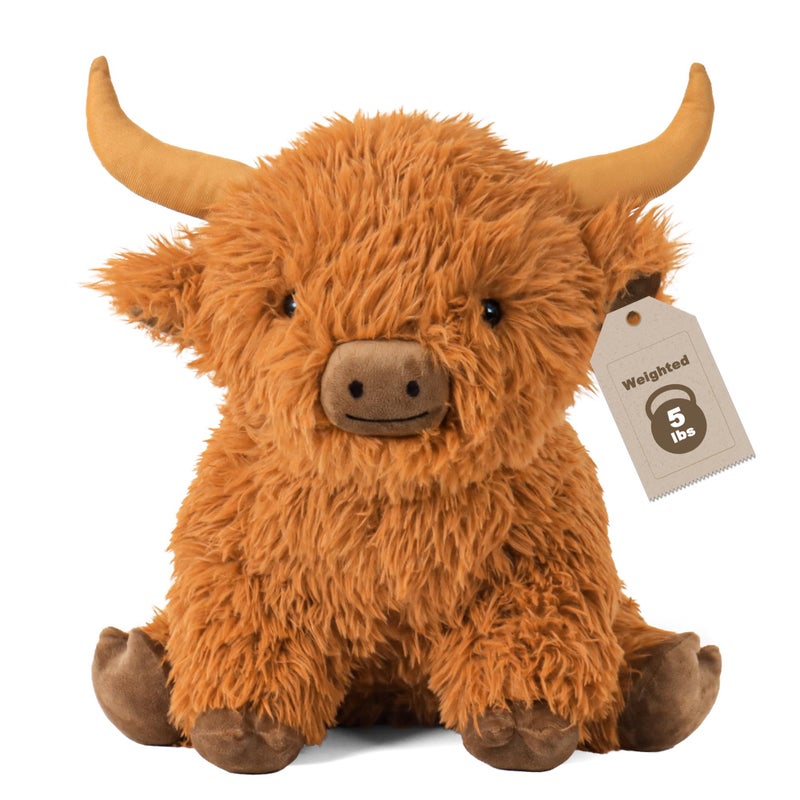 Wepop 5lbs Highland Cow Weighted Stuffed Animals 16in Tall Big Highland Cow Plush Toy Soft Adorable Stuffed Animal for Kids and Adults Highland Cattle Gift Plushie Decor - Image 2