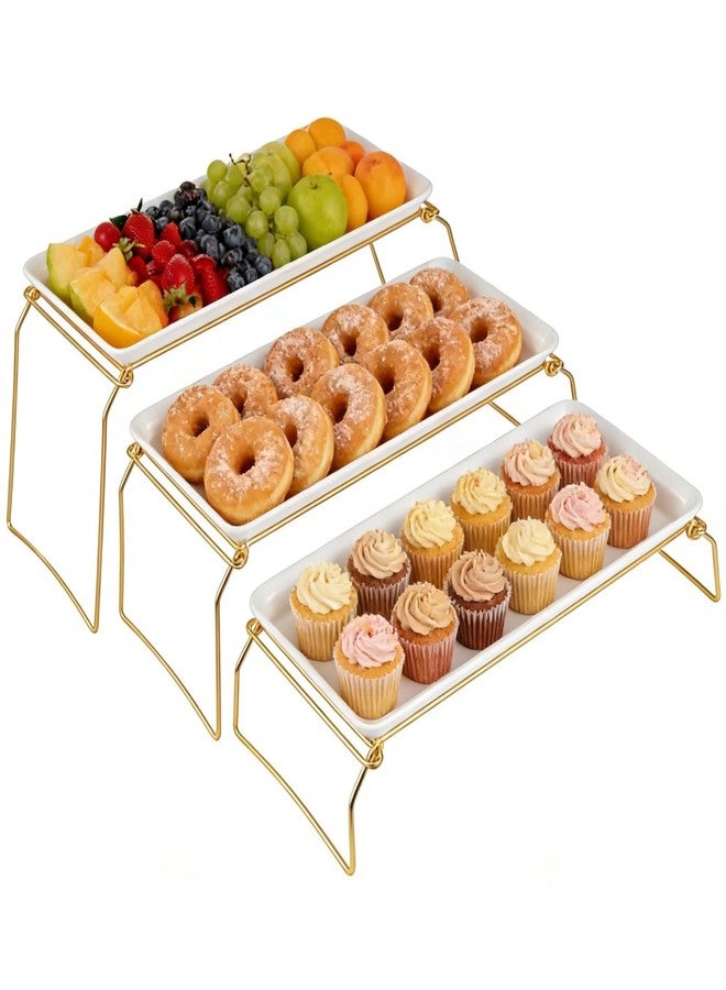 DORMIYA Large 3-Tier Melamine Serving Tray Set with Display Stand, Tiered Serving Tray for Food Display, 17 Inch Platters Dessert Cupcake Stand for Parties and Events - Image 1