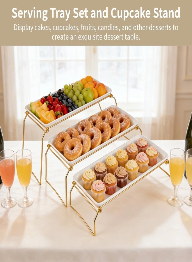 DORMIYA Large 3-Tier Melamine Serving Tray Set with Display Stand, Tiered Serving Tray for Food Display, 17 Inch Platters Dessert Cupcake Stand for Parties and Events - Image 4