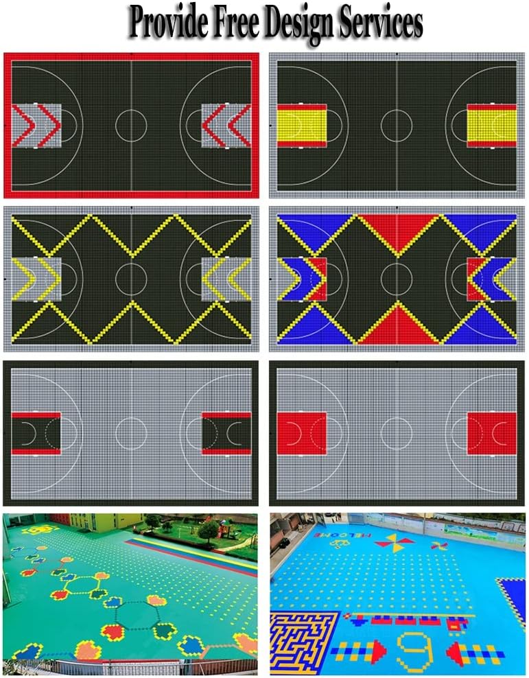 Floor Tiles Basketball Court Pp Modular Interlocking Floor Tiles, Deck Pool Yard Kitchen Basements Gyms Garage Floor Covering Tiles,Red,16PCS - Image 5