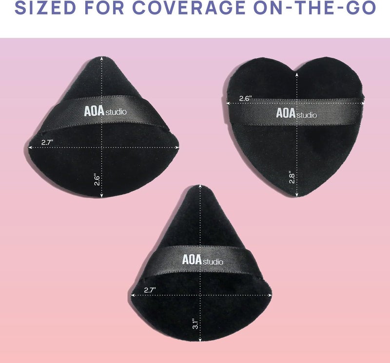 AOA STUDIO Velvet Puffs Makeup Puff Set of 6 Loose Powder Body Powder, Velour Makeup Blender Sponge Foundation Blending Sponges Set Beauty Makeup Tools(Black/Peach) (Small black/Big black/Heart black) - Image 5