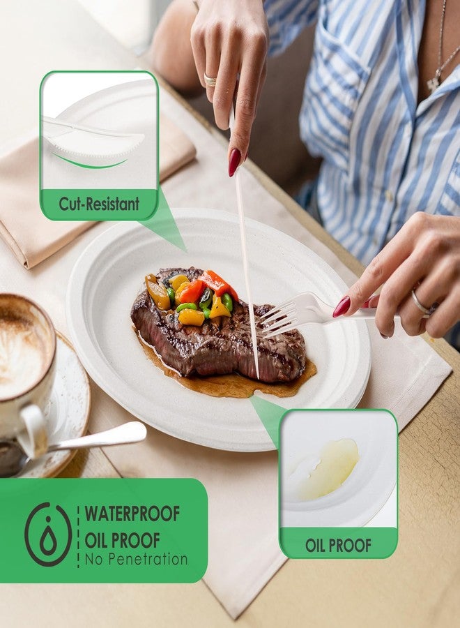 Gezond 100% Compostable Oval Paper Plates 12.5 Inch 50 Pack Large Disposable Heavy-duty Eco-friendly Sugarcane Fiber Plates Biodegradable for Party, BBQ and Picnic Whtie - Image 3