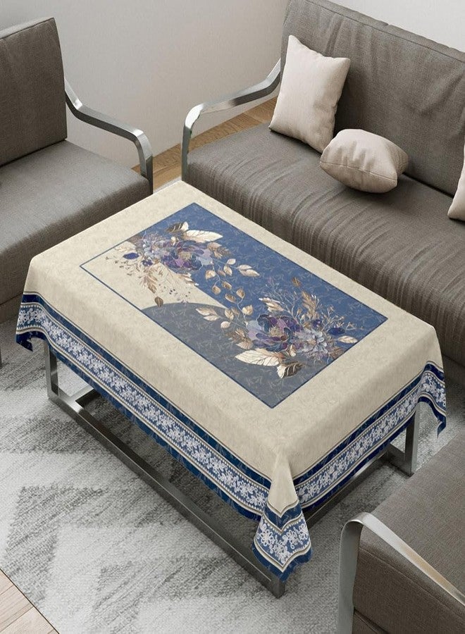 ZUKIODECOR غطاء طاولة مستطيل الشكل من زوكيوديكور، بنقشة زهور، مناسب لطاولة طعام تتسع لـ 4 أو 6 أشخاص، مثالي للحفلات والتجمعات الداخلية والخارجية، غطاء طاولة مخملي بديل لمفرش طاولة الوسط، مقاس 36 × 54 بوصة (زهرة زرقاء). - Image 1