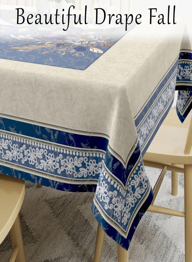 ZUKIODECOR غطاء طاولة مستطيل الشكل من زوكيوديكور، بنقشة زهور، مناسب لطاولة طعام تتسع لـ 4 أو 6 أشخاص، مثالي للحفلات والتجمعات الداخلية والخارجية، غطاء طاولة مخملي بديل لمفرش طاولة الوسط، مقاس 36 × 54 بوصة (زهرة زرقاء). - Image 3