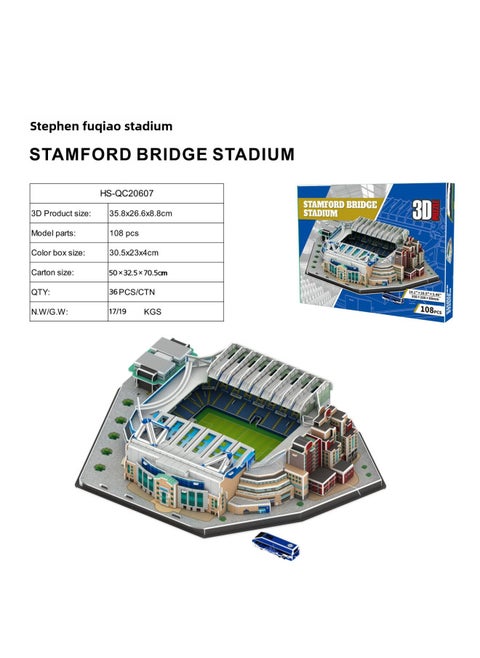 Educational Assembly Football Field Model Barca Real Madrid World Cup Diy 3d Puzzle Toy Handmade Gift-Color:Stamford Bridge