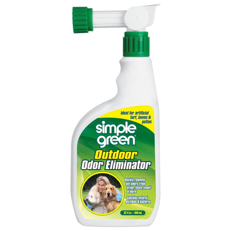 simple green مزيل الروائح الخارجي للحيوانات الأليفة، الكلاب، مثالي للعشب الصناعي والفناء (32 أونصة بخاخ طرف الخرطوم) - Image 1