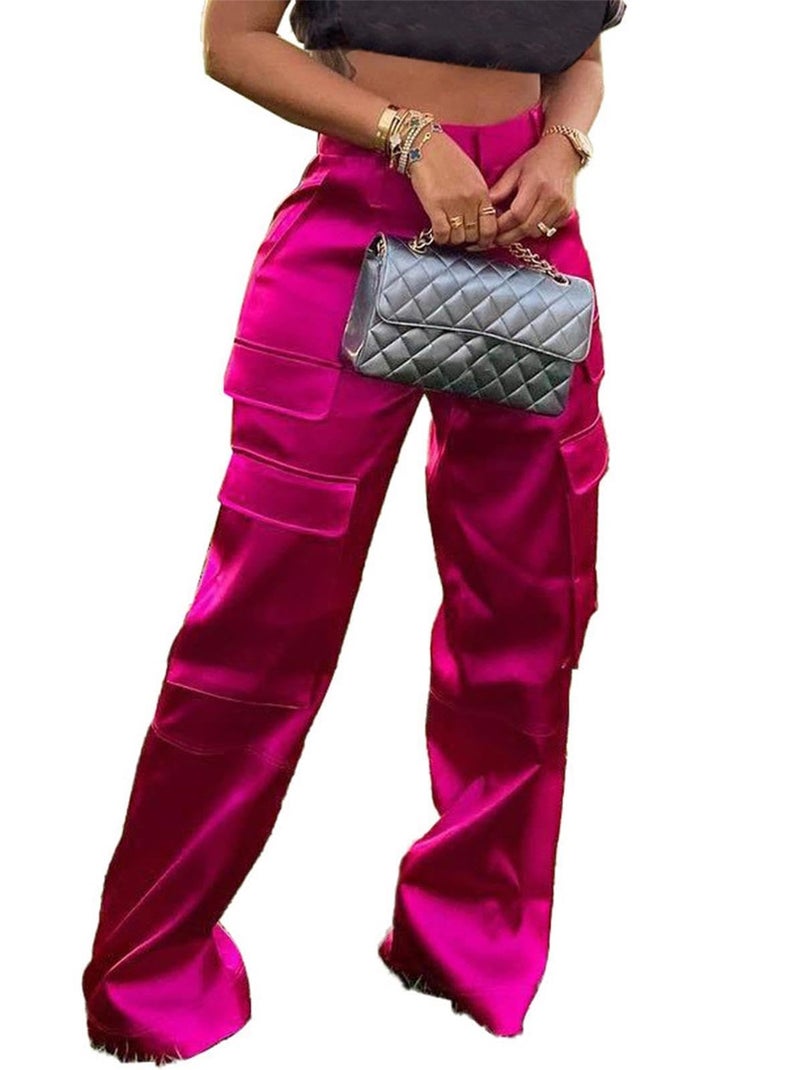 NRTHYE Women's High Waist Casual Stain Cargo Trousers Straight Leg Pants Cargo Trousers - Image 1