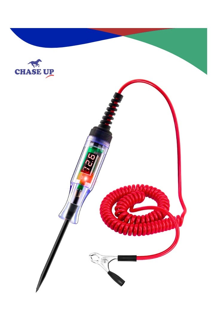 Chase Up Automotive Test Light 5-90V Digital LED Circuit Tester with Voltage Display, Auto Bidirectional Light Tester, Electrical Voltage Tester with Extended Spring Wire & Probe for Car/RV/Vehicles - Image 1