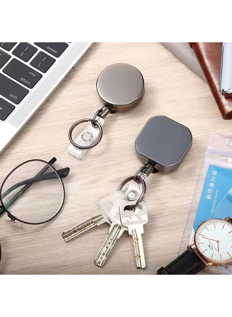 Dougez 2 Pack Heavy Duty Metal Retractable Badge Holder Reel with Belt Clip Key Ring and Waterproof Vertical Clear ID Card Holder + 2 Extra Carabiner Key Chain Rings  - Image 5