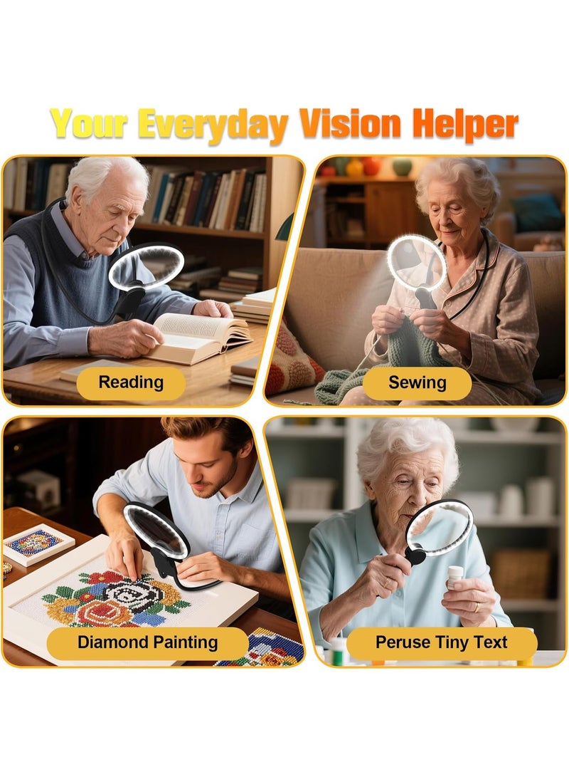 general Hands Free Magnifying Glass with Light for Close Work, 5.5 Inch 5X Lighted Magnifying Glass, Neck Wear Magnifier for Reading Books, Sewing, Cross Stitch, Low Vision Seniors with Aging Eyes - Image 5