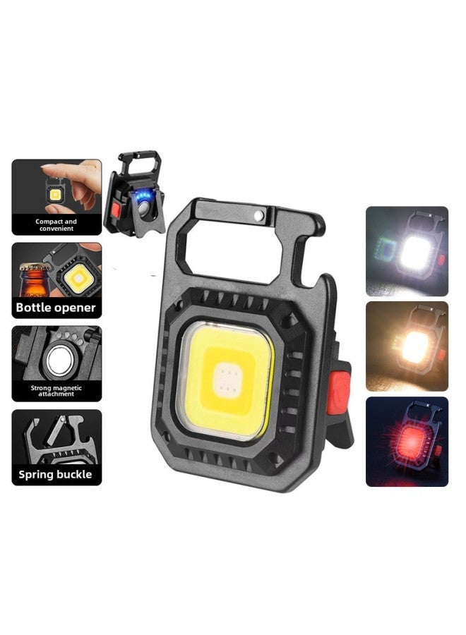 Generic Outdoor Strong Light Work Light Camping Light Keychain Light Portable Flashlight Rechargeable Magnetic Car Maintenance Light-Color:5130 (black) Color Box Packaging  - Image 1