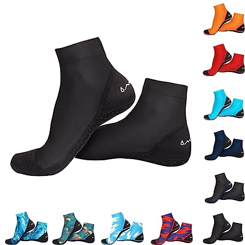 OMGear Water Socks Beach Volleyball Sand Proof Booties Stretchy Quick Dry Aqua Shoes for Adult Youth Diving Sand Soccer Snorkeling Swimming Surfing Rafting Kayaking (Black02, S) - Image 2