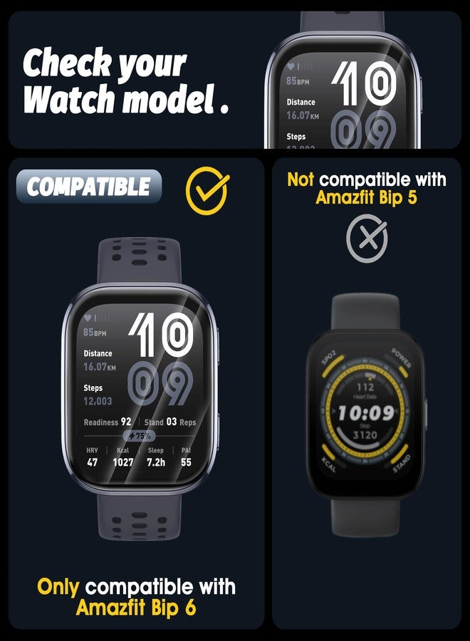 Orzero حماية شاشة ساعة أورزيرو (3 عبوات) متوافقة مع أمازفيت بيب 6، PMMA و PET (ليس زجاج مقسى) رقيقة للغاية HD تغطية كاملة حواف منحنية 3D مضادة للخدش - Image 2