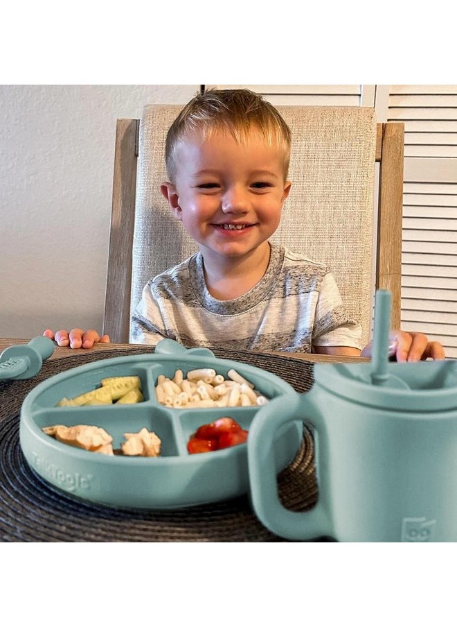 TalkTools TalkTools ITSY Silicone Suction Plates - Silicon Plate For Toddlers - Baby First Food, Divided Design, Self-Feeding Suction Plate (Sage)  - Image 3
