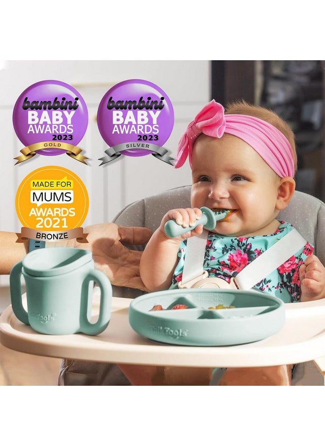 TalkTools TalkTools ITSY Silicone Suction Plates - Silicon Plate For Toddlers - Baby First Food, Divided Design, Self-Feeding Suction Plate (Sage)  - Image 5