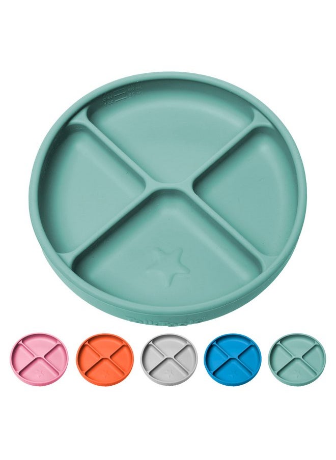 TalkTools TalkTools ITSY Silicone Suction Plates - Silicon Plate For Toddlers - Baby First Food, Divided Design, Self-Feeding Suction Plate (Sage)  - Image 1